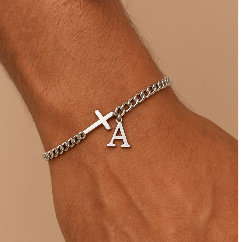 Cross Initial Bracelet