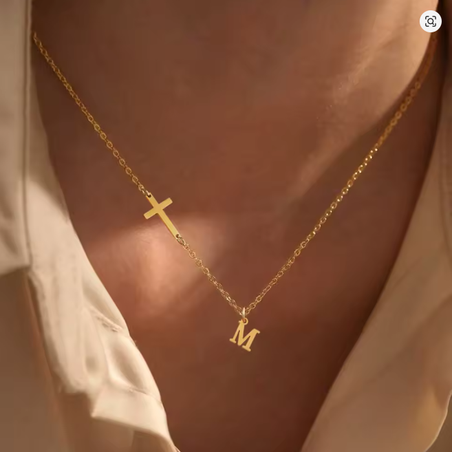 Cross Initial Necklace