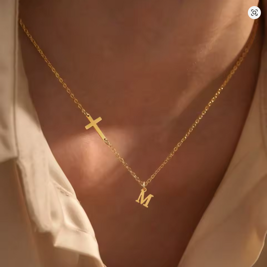 Cross Initial Necklace