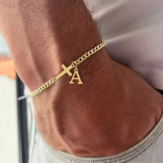 Cross Initial Bracelet