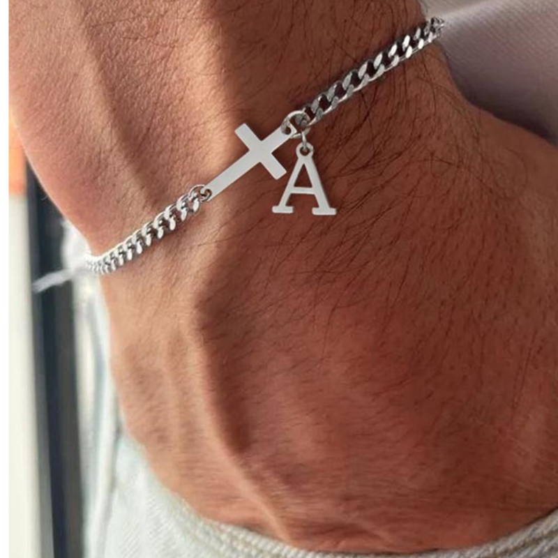 Cross Initial Bracelet