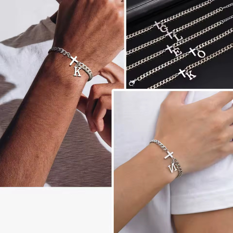 Cross Initial Bracelet